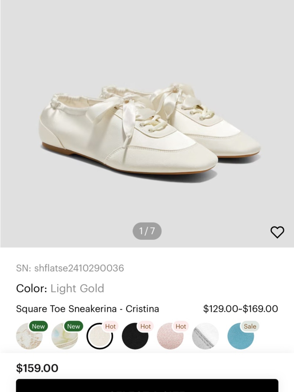 VIVAIA Cristina Satin Sneakerina, Light Gold, size 10